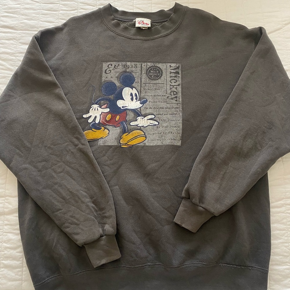 Vintage Disney Mickey Mouse Charcoal Crewneck Sweater